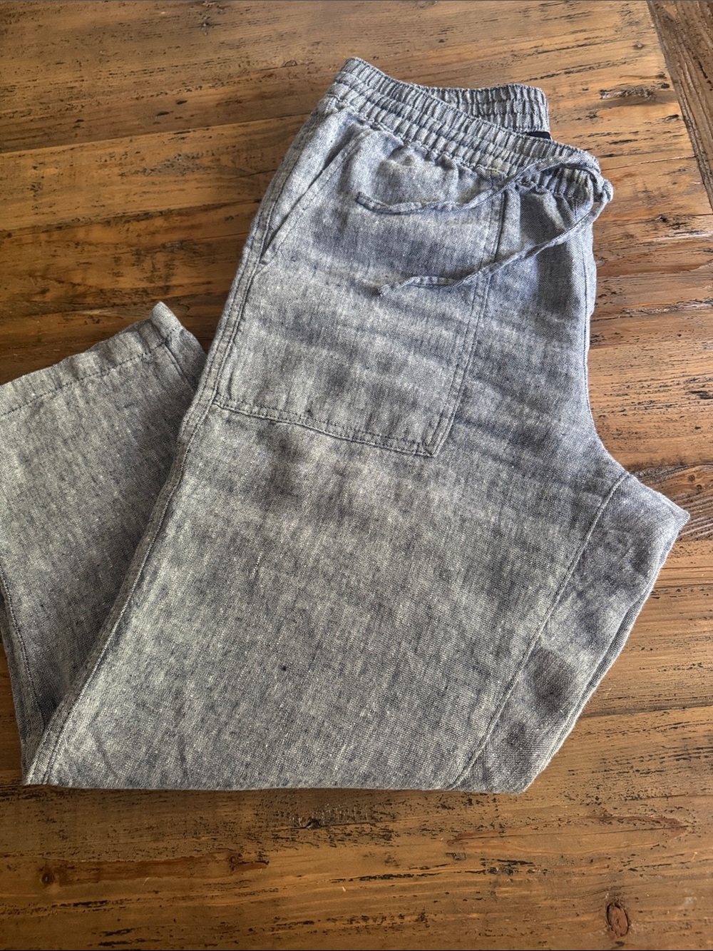 Women’s Land’s End Chambray Relaxed Drawstring Linen-Blend Capri Pants -